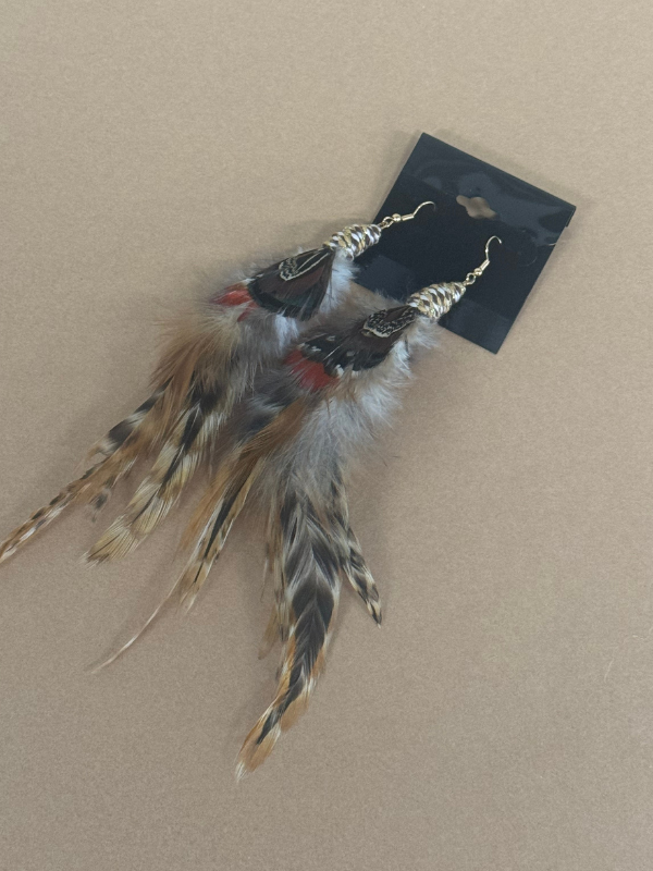 Rodeo Ready Neutral Browns Feathered Earrings