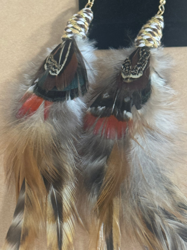 Rodeo Ready Neutral Browns Feathered Earrings