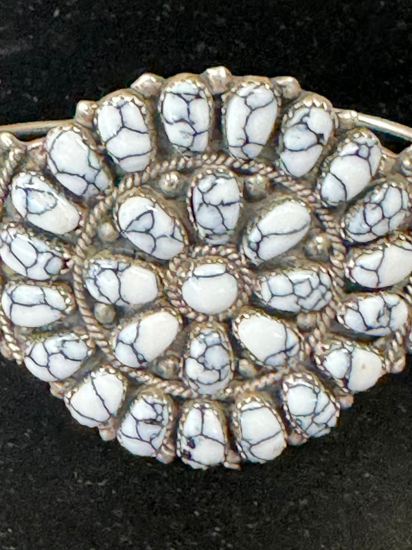 Sterling Silver White Buffalo Navajo Cluster Cuff