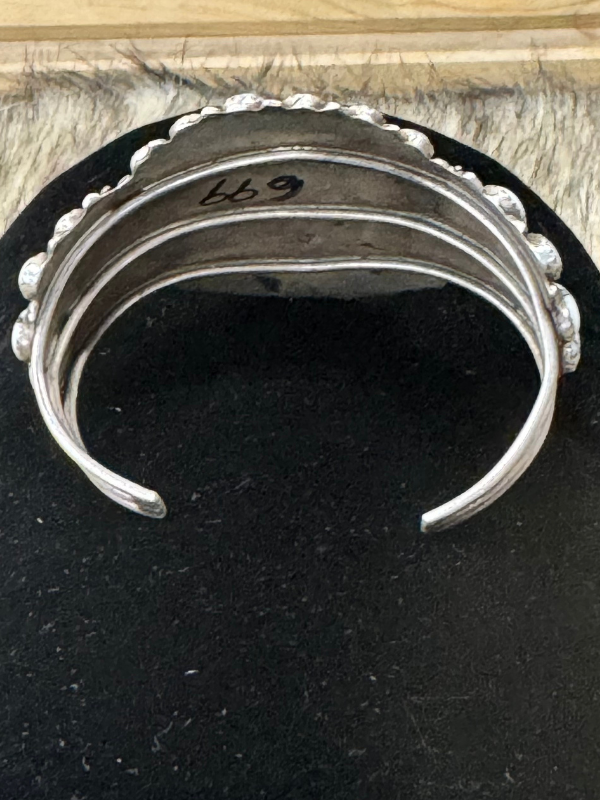 Sterling Silver White Buffalo Navajo Cluster Cuff