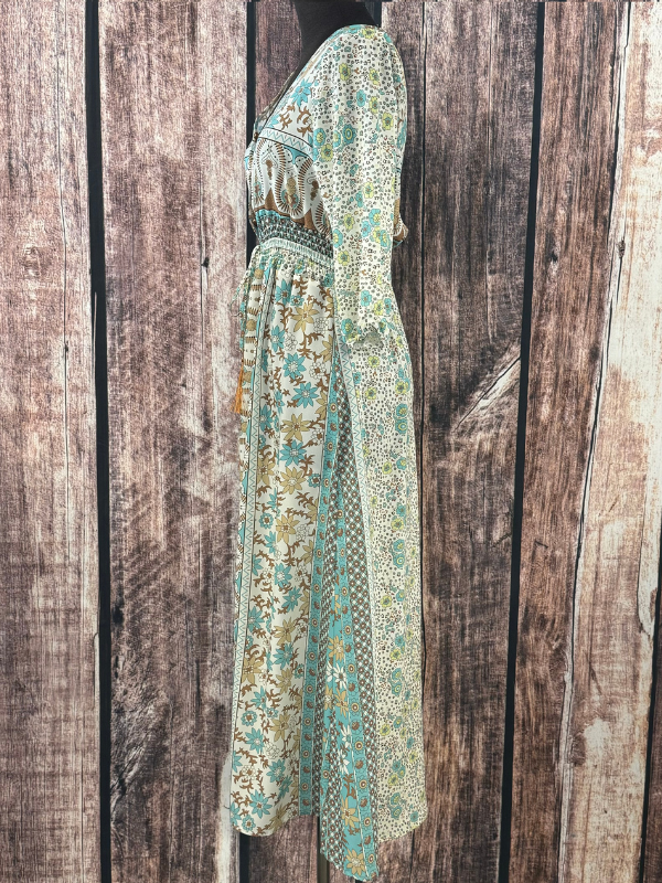 Teal, Brown, Floral Design Dress