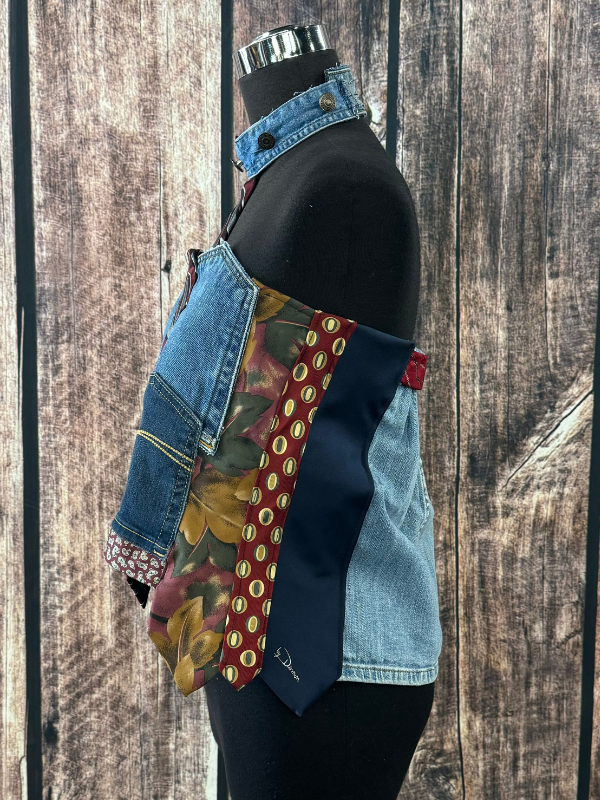 Denim/ Red / Gold Ties Top by CornFed Cowgirl