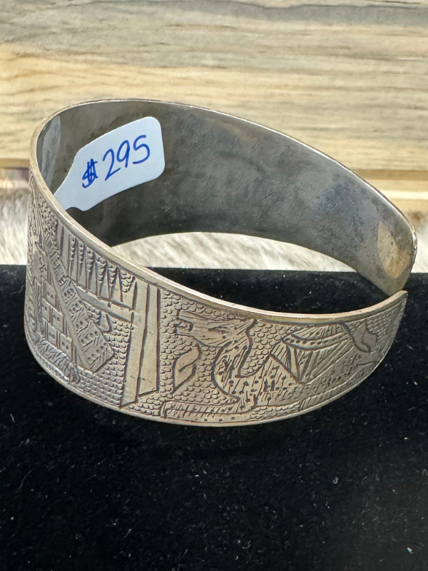 Sterling Silver Bracelet With Egyptian Design Cuff