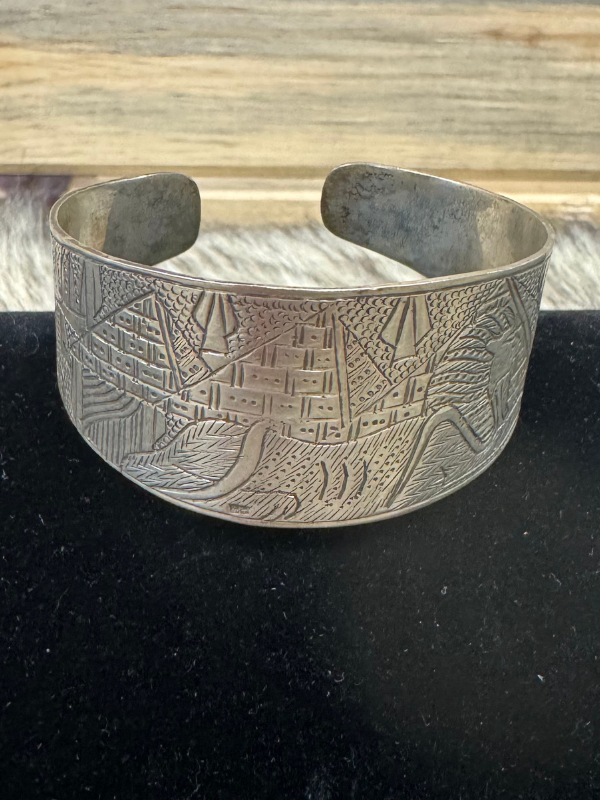 Sterling Silver Bracelet With Egyptian Design Cuff