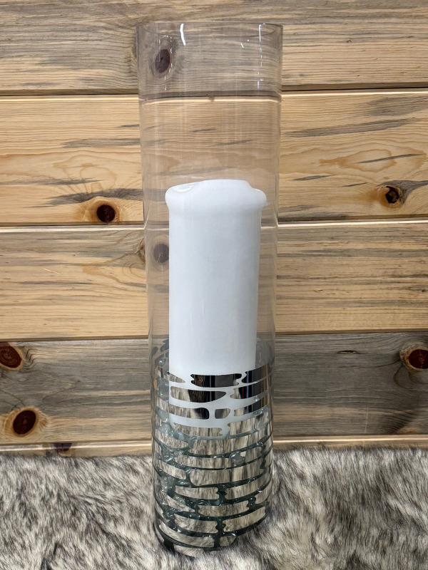 Medium Silver Candle Holder + Candle