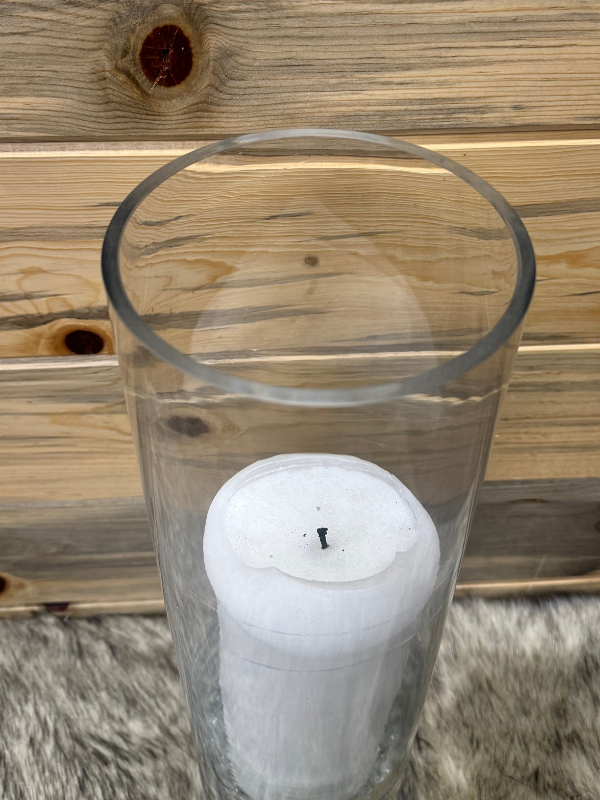 Medium Silver Candle Holder + Candle