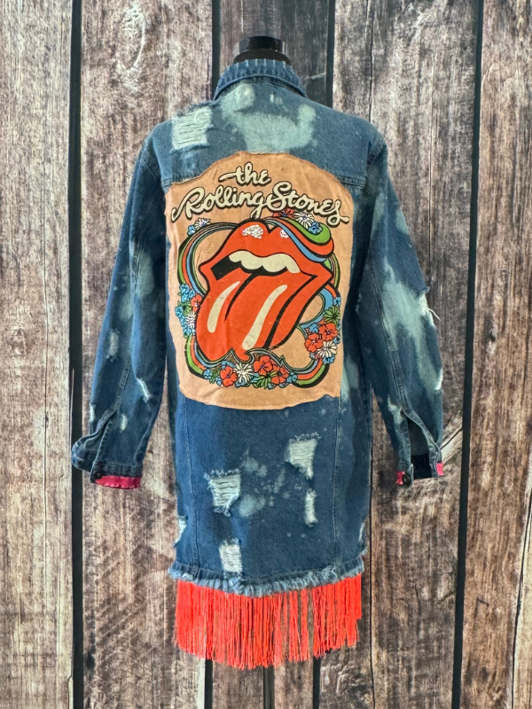 Rolling Stones Denim & Pink Fringe Denim Jacket