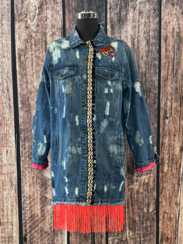 Rolling Stones Denim & Pink Fringe Denim Jacket