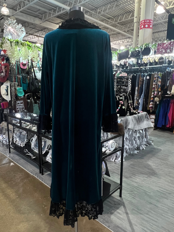 Blue Velvet With Black Lace Duster by Marrika Nakk