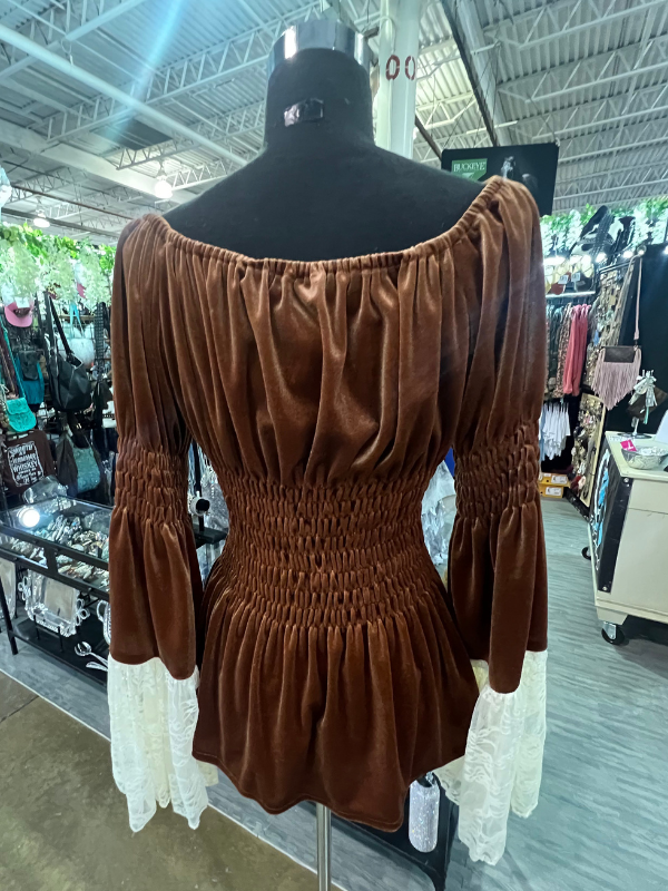 Rust With White Lace Velvet Top by Marrika Nakk