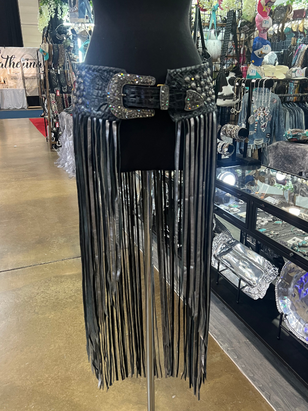 Black & Silver Fringe Kurtmen Belt