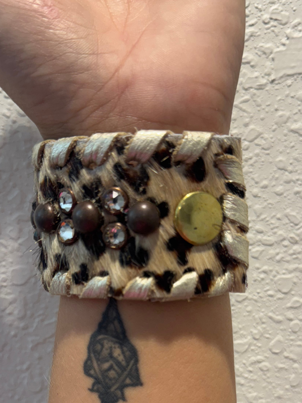 Leopard With Gold Whipstich Bracelet by Kurtmen