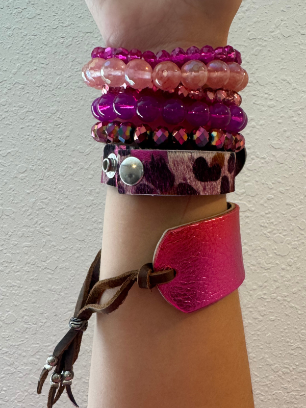 Hot Pink Stack Bracelet I <3 You To The Moon And Back