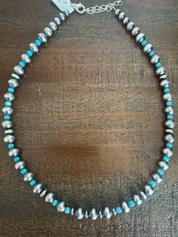 Sleeping Beauty Turquoise and Navajo Bead Necklace