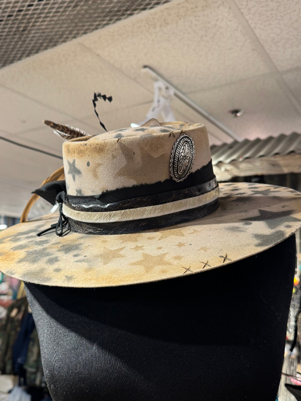 Brown Star Fedora Hat by Art By Amy