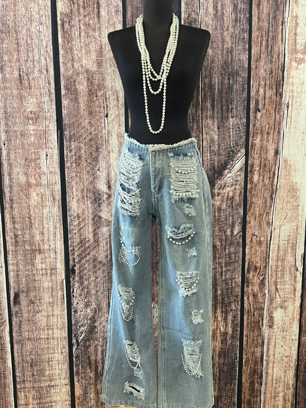 Denim & Pearl Ripped Jeans By SALT "Blue"