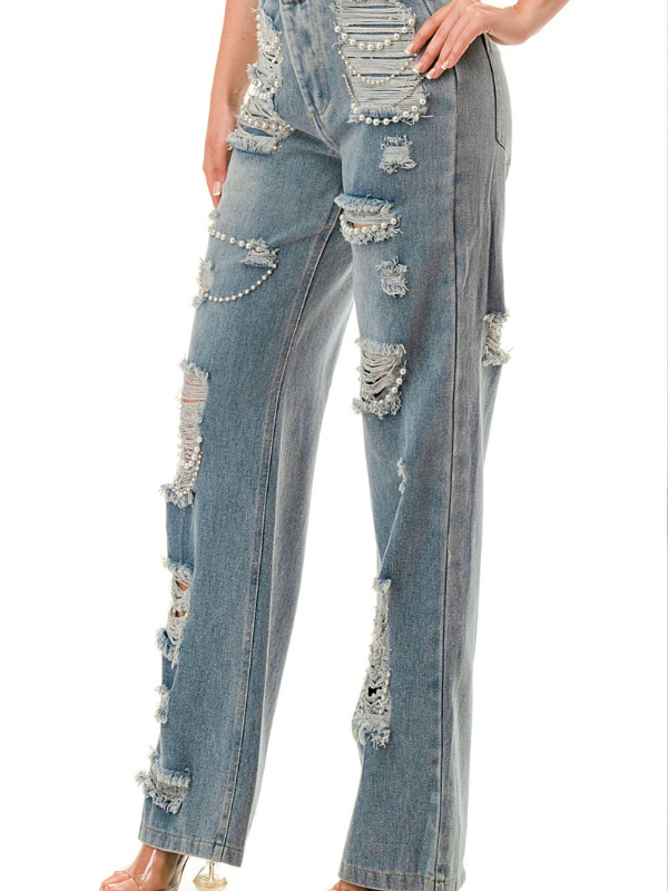 Denim & Pearl Ripped Jeans By SALT "Blue"