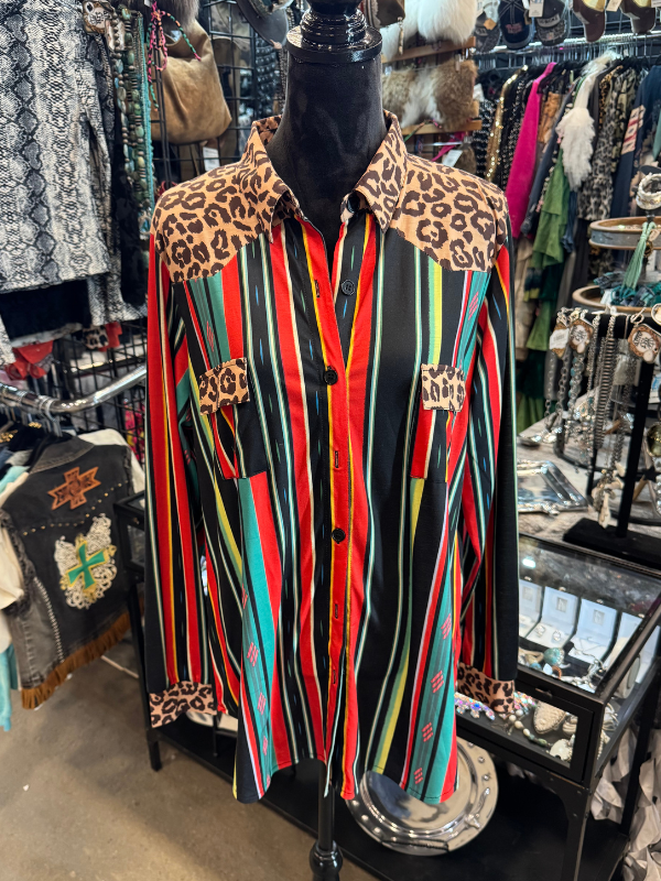 Cheetah & Serape Button Down