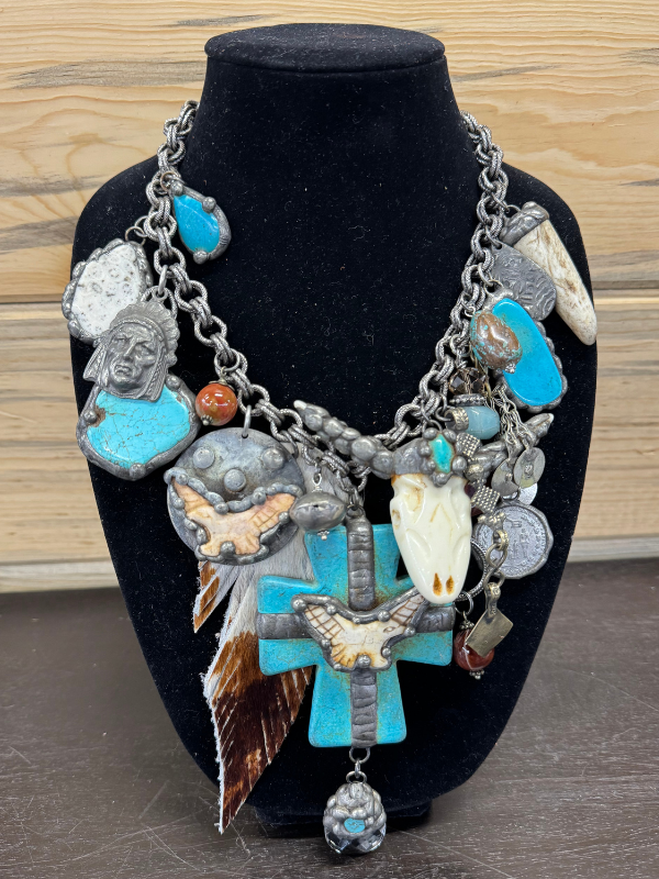 Turquoise Chunky Charm Art By Amy Necklace