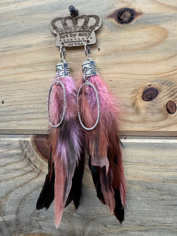 Charm Light Pink Feathered Art By Amy Earrings