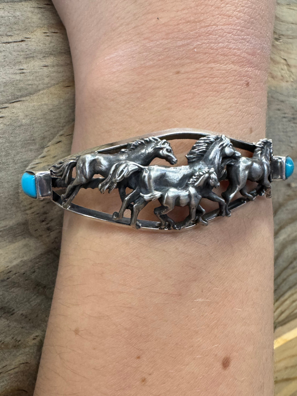 Running Horses Turquoise Bracelet by Al Zuni