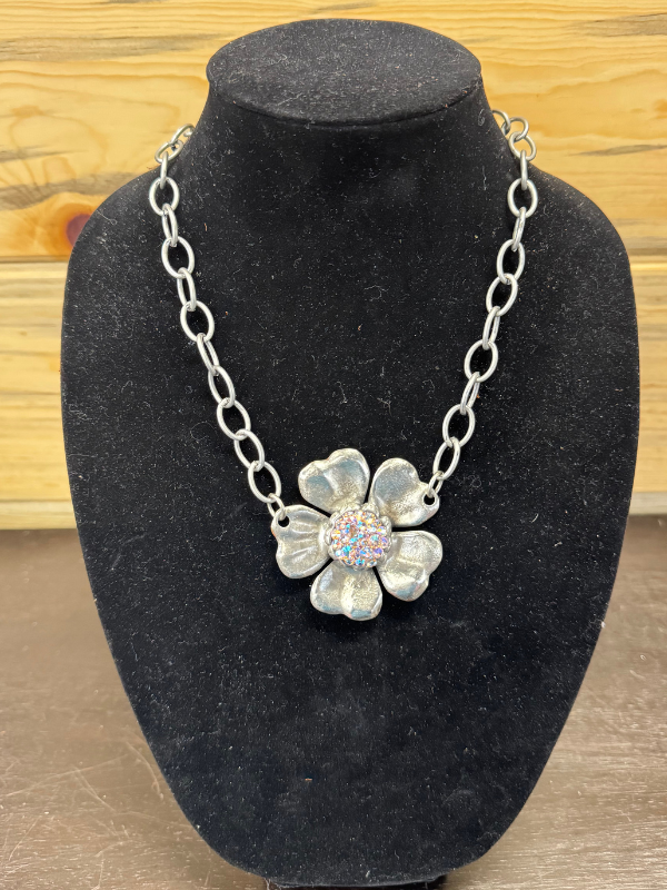 AB Stone Flower Sparkle Art By Amy Necklace