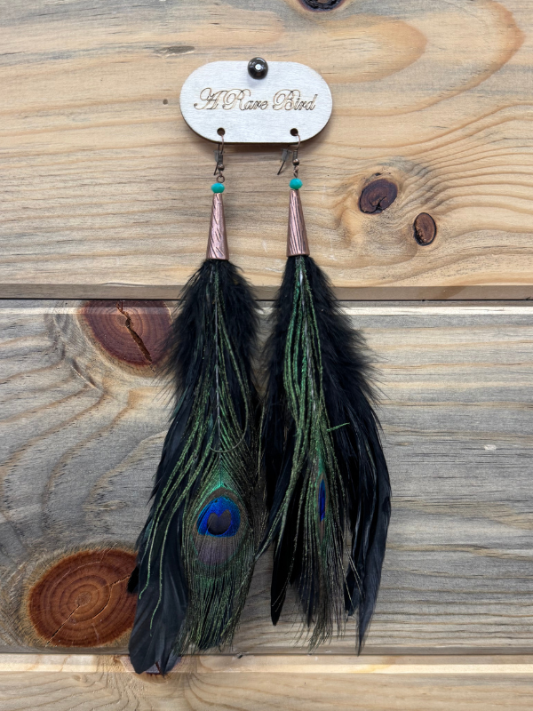 Black Peacock Earrings By A Rare Bird