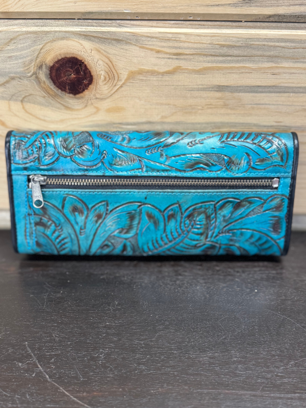 Turquoise Embossed Tooled Juan Antonio Wallet