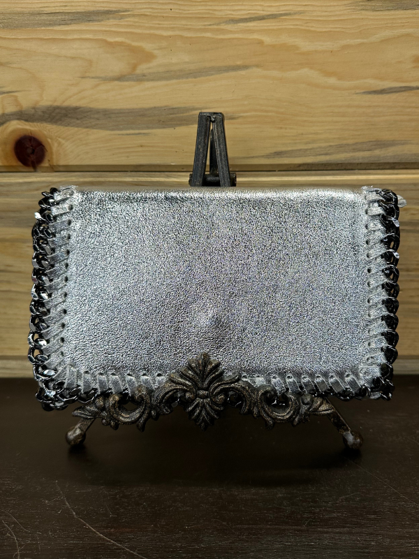 Silver Italian Leather Crossbody Purse by German Fuentes