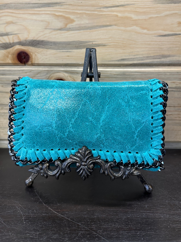 Turquoise Smooth Italian Leather Crossbody Purse by German Fuentes