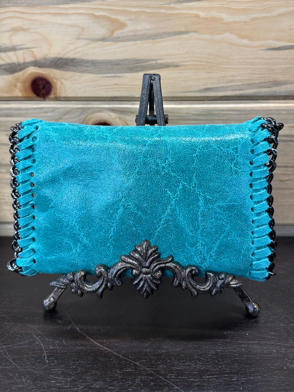 Turquoise Smooth Italian Leather Crossbody Purse by German Fuentes