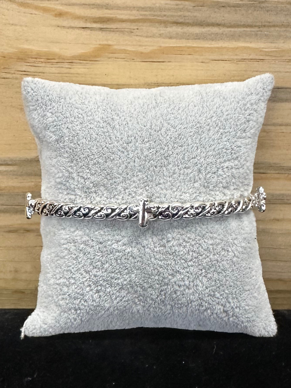 Silver Cross With Small Scroll Detail Bracelet