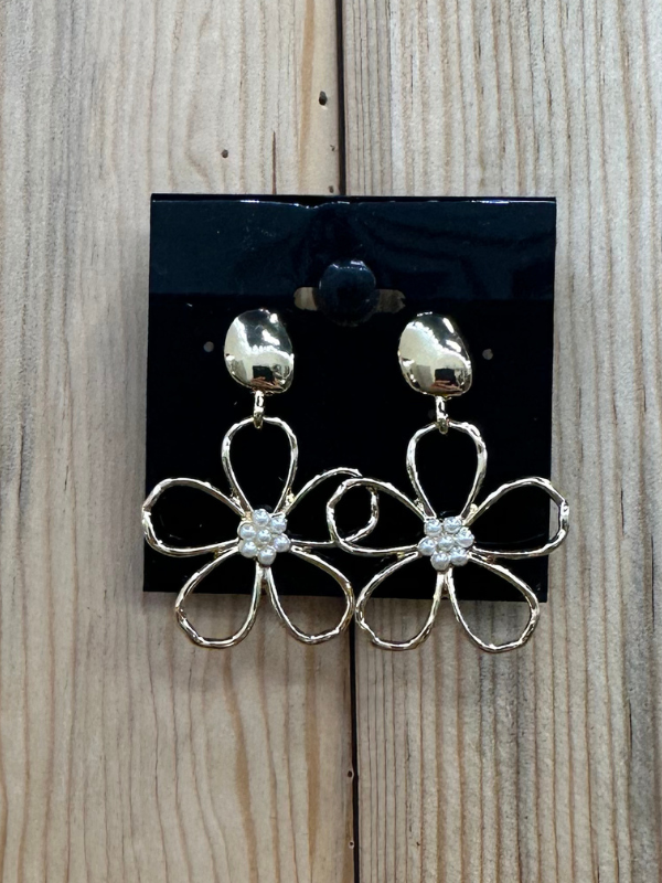 Gold Flower Charm Earrings