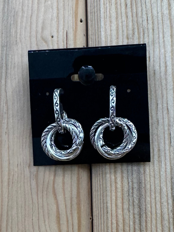 Silver Circle Charm Earrings