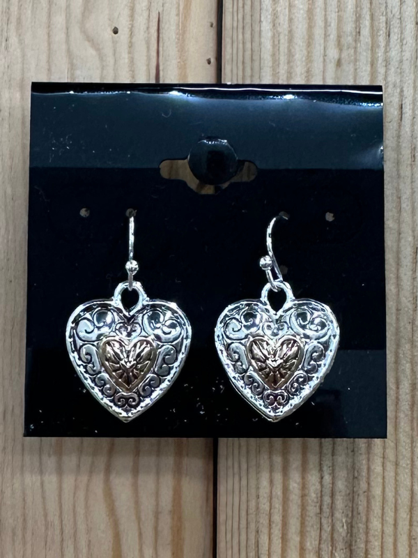 Heart Charm With Gold Center Earrings