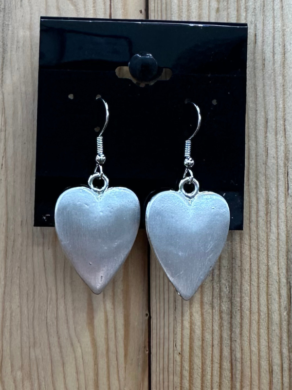 Flat Silver Heart Earrings