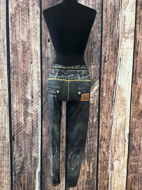 IPNG Design - Denim Print Leggings Ripped Black