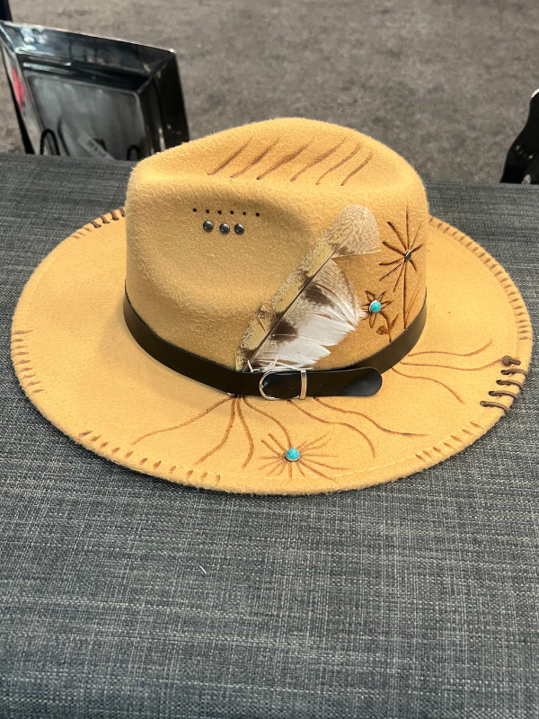 Tan Flowers Fedora By Cornfed Cowgirl