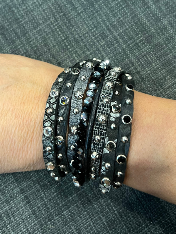 Black & Silver Wrap Bracelet