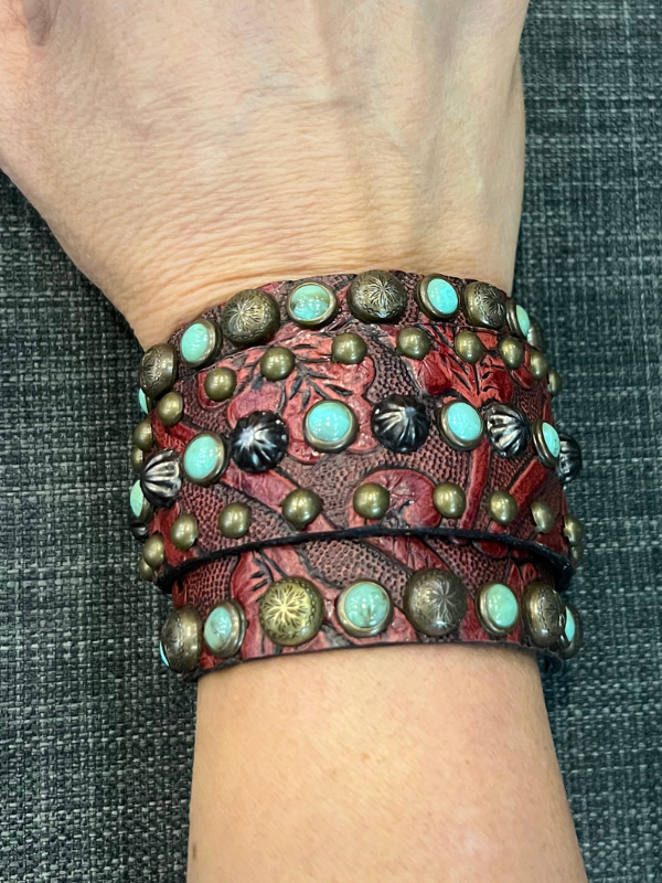 Red, Turquoise, and Copper Gunslinger Bracelet