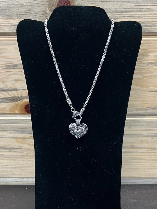 Silver Heart Engraved Necklace