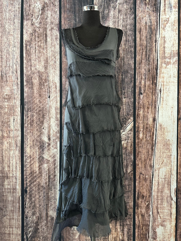 Dance in Paris - Women's Sleeveless Solid Maxi Dress Charcoal