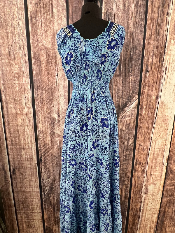 Blue Hawaiian Floor Length Dress