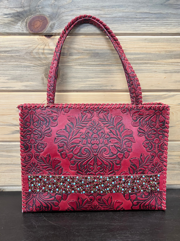 Red & Turquoise Stone Purse by Kurtmen