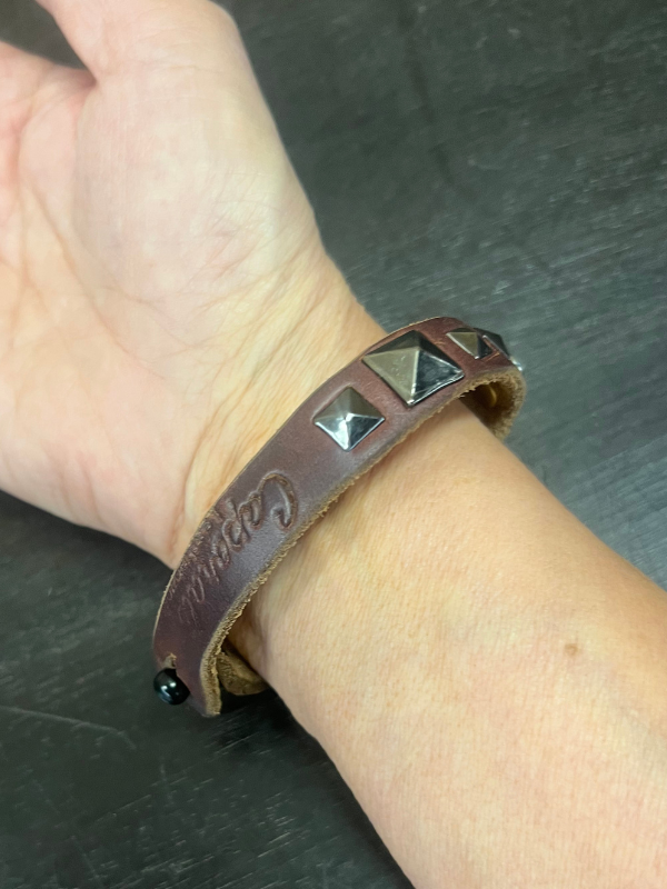 Brown Thin Stud and Crystal Bracelet
