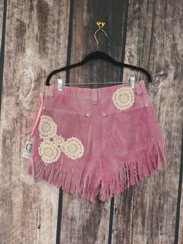 Pink Fringe Shorts By Marti Rae #216