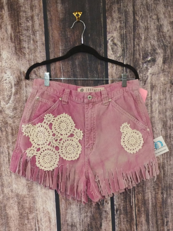 Pink Fringe Shorts By Marti Rae #216