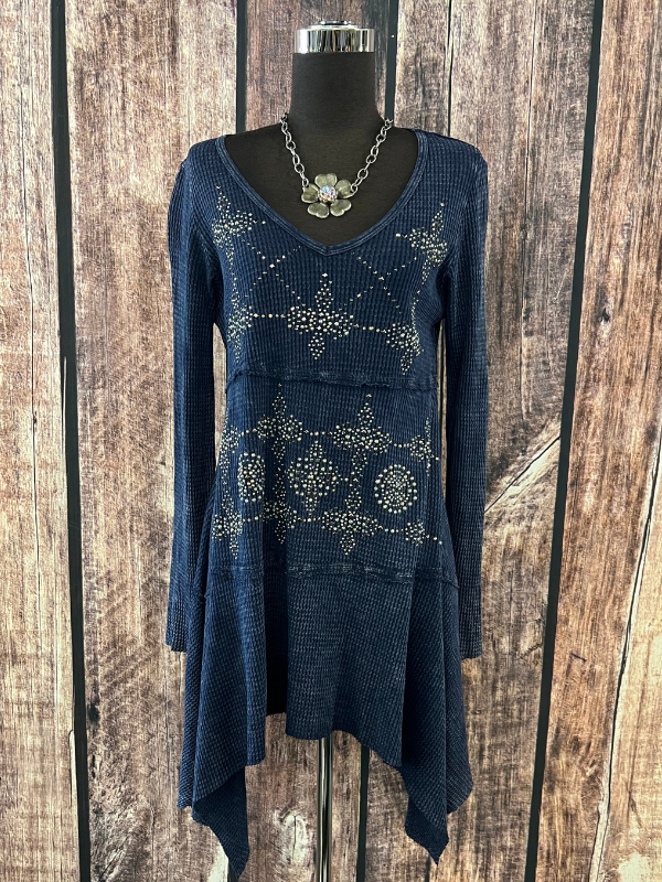 Blue Crystal Long Sleeve Top
