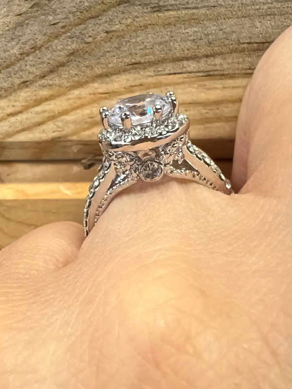 Large Stone Double Band Ring