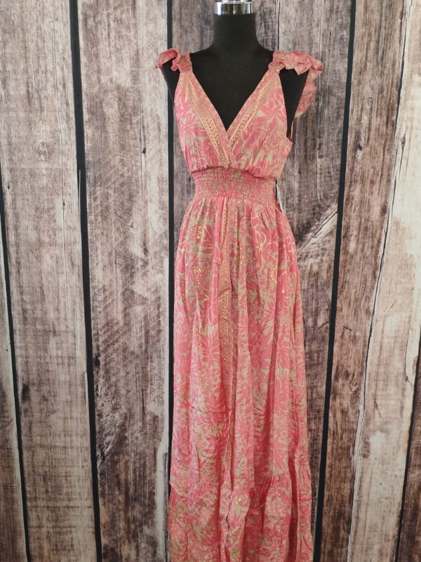 Pink & Tan Tie Dress